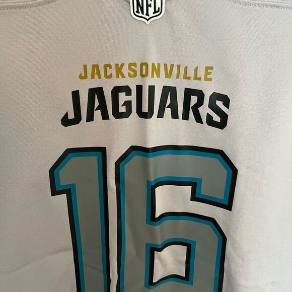NFL JAGUARS Gray and Blue Jersey with V-Neck and Shoulder Accents - Picture 4 of 10